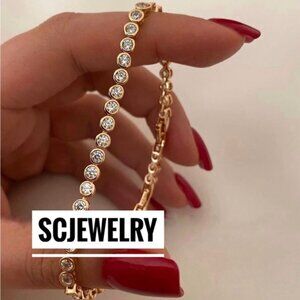 Bezel Tennis Bracelet 18k Gold Plated CZ Zircon Luxury Jewelry